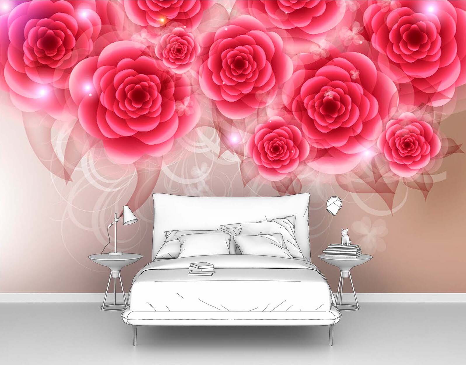 фото Фотообои флизелиновые первое ателье "ярко-розовые цветы" 300х190 см