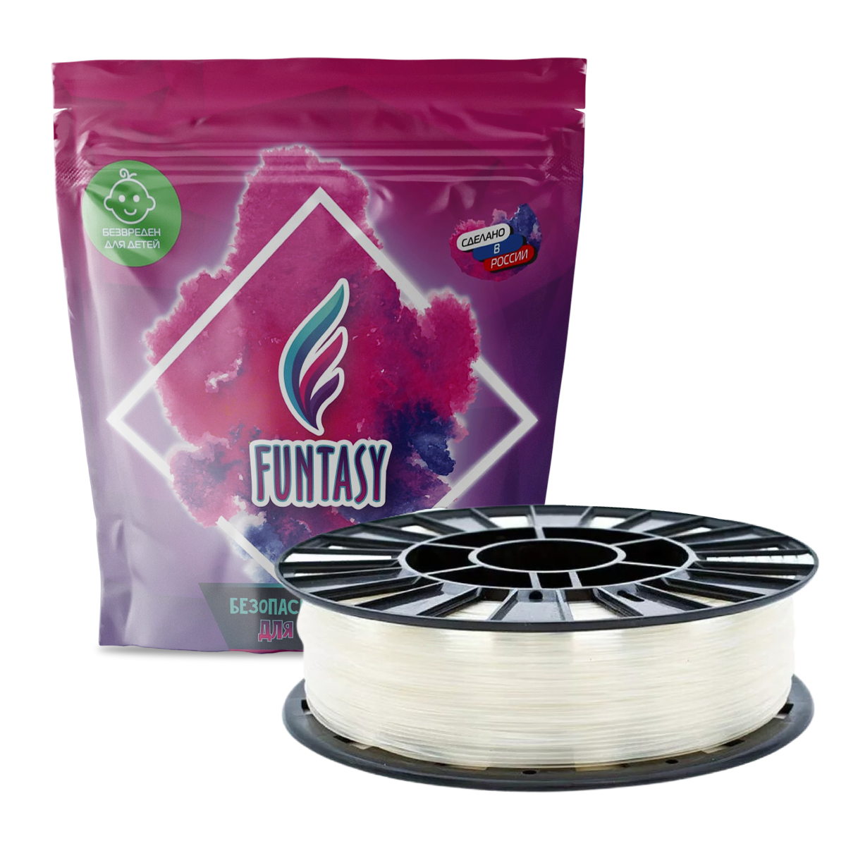 Пластик в катушке Funtasy (ABS,1.75 мм,1 кг), цвет Натуральный подсвечник пластик на 1 свечу тыква натуральный 11х26х19 см