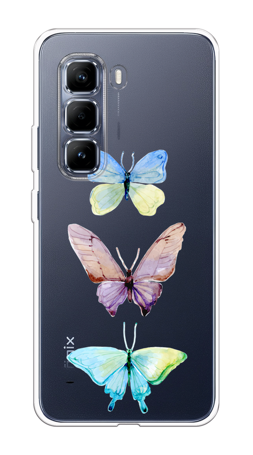 

Чехол на Infinix Hot 50 Pro "Акварельные бабочки", Бирюзовый;розовый, 3106950-1