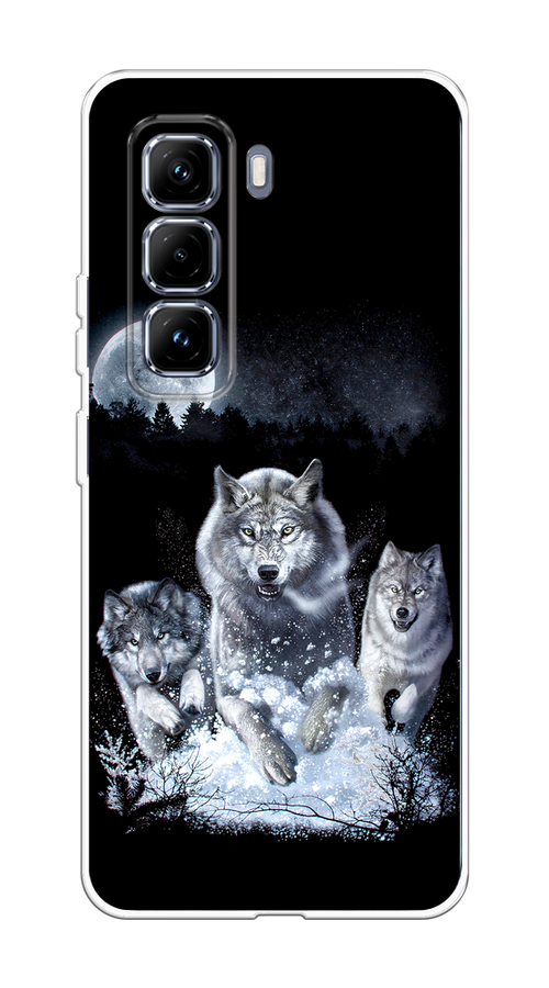 

Чехол на Infinix Hot 50 Pro Plus "Стая волков под луной", Черный;белый;серый, 3107050-1