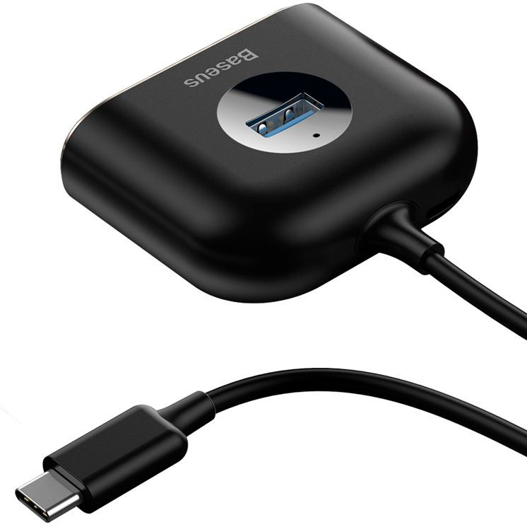 

Хаб Baseus Square Round 4 in 1 Type-C to USB3.0+3xUSB2.0 - Черный (CAHUB-BY01)