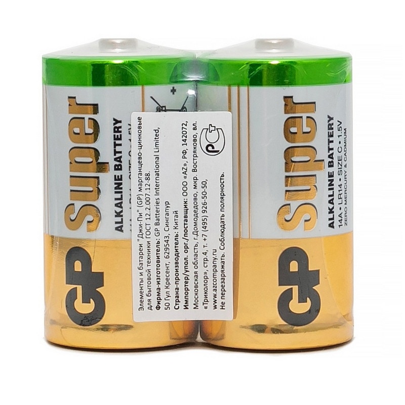 

GP Super эконом, C, LR14, 14A алкалиновые, 2 шт, Super эконом, C, LR14, 14A алкалиновые, 2 шт