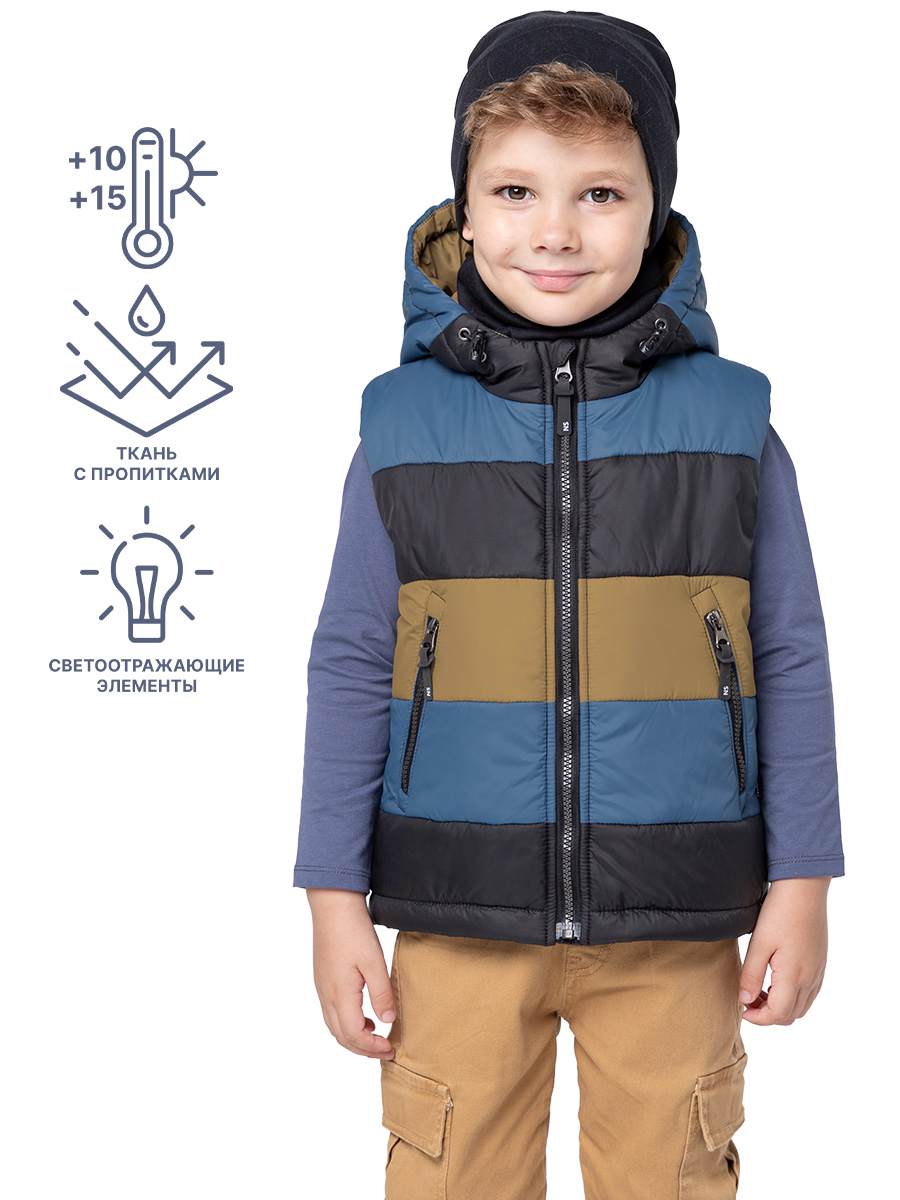 

Жилет детский NIKASTYLE 9м6724, джинс/песок, 110, Синий, 9м6724