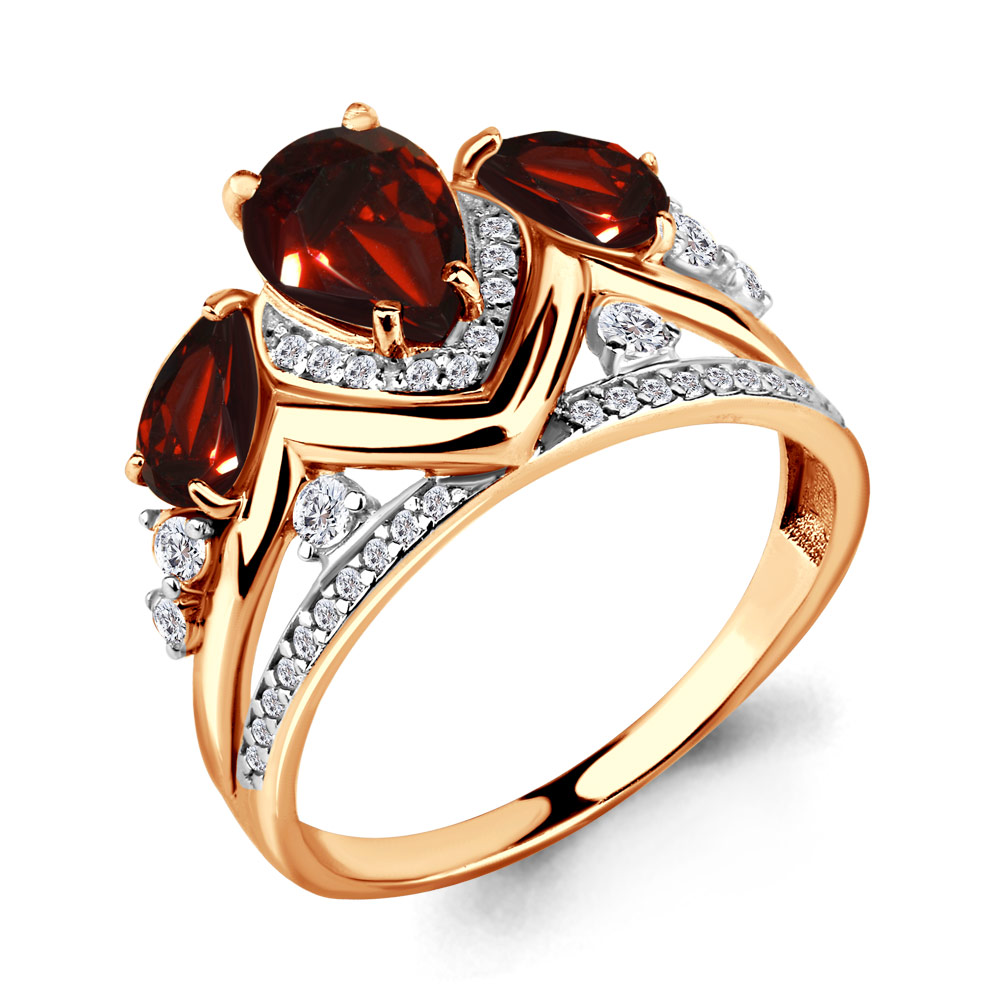 

Кольцо из серебра с гранатом р.  Aquamarine 6906303А_925_з, 6906303А_925_з