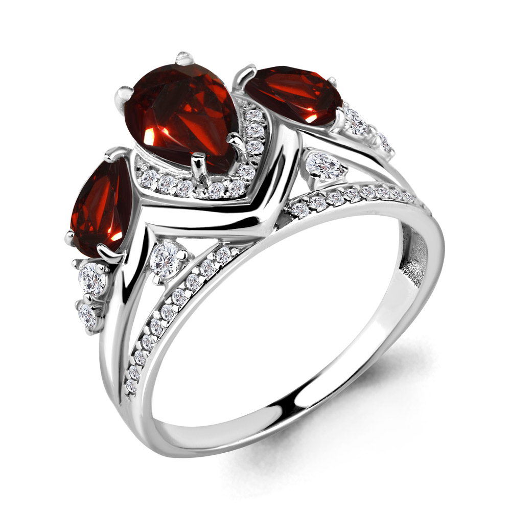 

Кольцо из серебра с гранатом р. , Aquamarine 6906303А_925_р, 6906303А_925_р