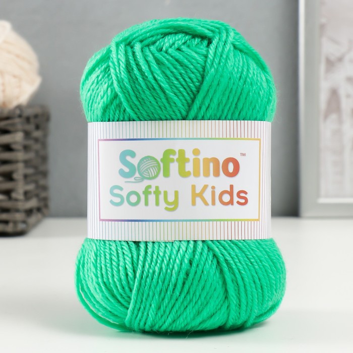

Пряжа 100% акрил "Softy Kids" 90м ±5м 50 гр цвет 48 зелёная мята (2 шт), Зеленый