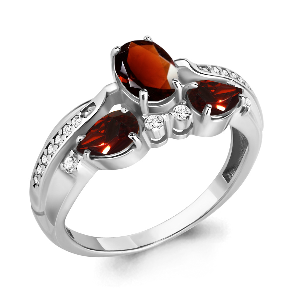 

Кольцо из серебра с гранатом р.  Aquamarine 6906603А_925_р, 6906603А_925_р