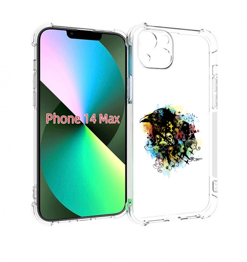 

Чехол MyPads ворон и черепа для iPhone 14 Plus (6.7), Прозрачный, Tocco