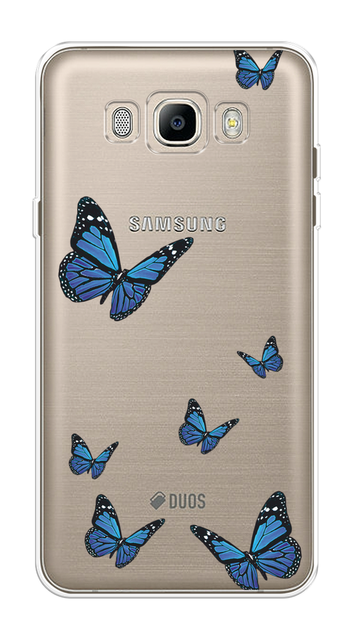 

Чехол на Samsung Galaxy J5 2016 "Blue butterflies", Синий;черный, 22750-1
