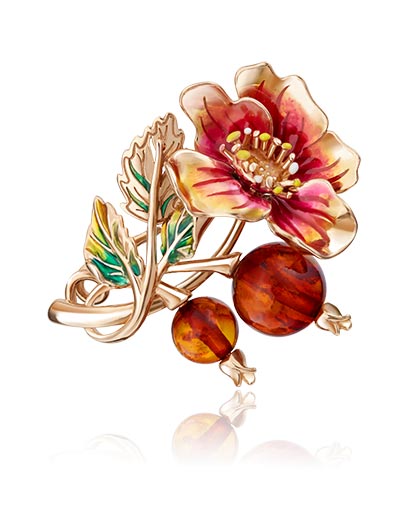 

Брошь из золота PLATINA jewelry 04-0185-00-271-1110-46, янтарь, 04-0185-00-271-1110-46