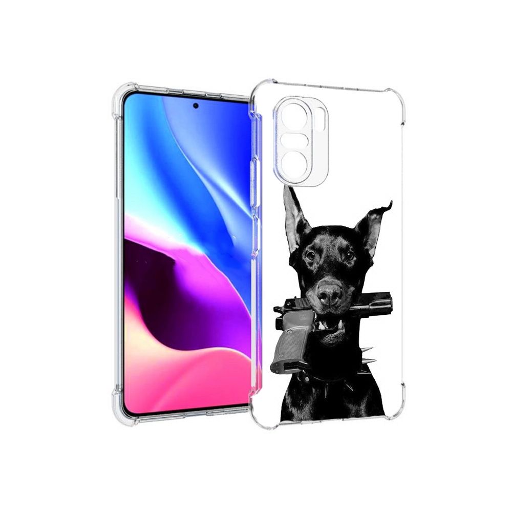 

Чехол MyPads Tocco для Xiaomi Redmi K40 доберман с пистолетом (PT158239.260.331), Прозрачный, Tocco