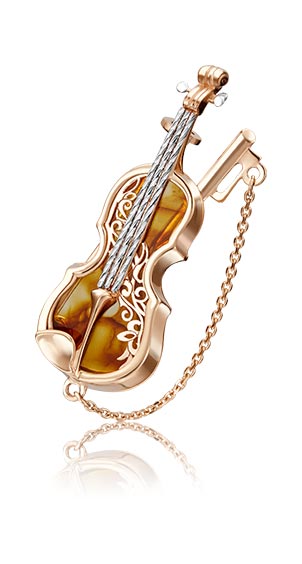 

Брошь из золота PLATINA jewelry 04-0208-00-271-1110-58, янтарь, 04-0208-00-271-1110-58