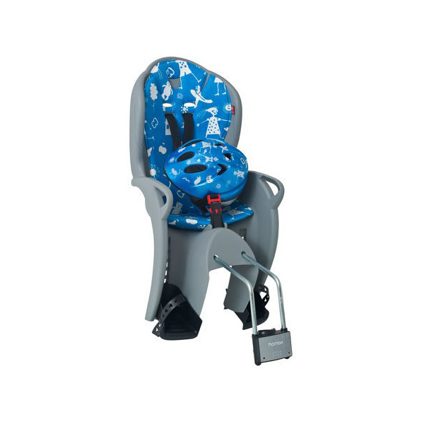 фото Детское велокресло hamax 2021 kiss safety package & helmet medium grey/light blue (б/р)