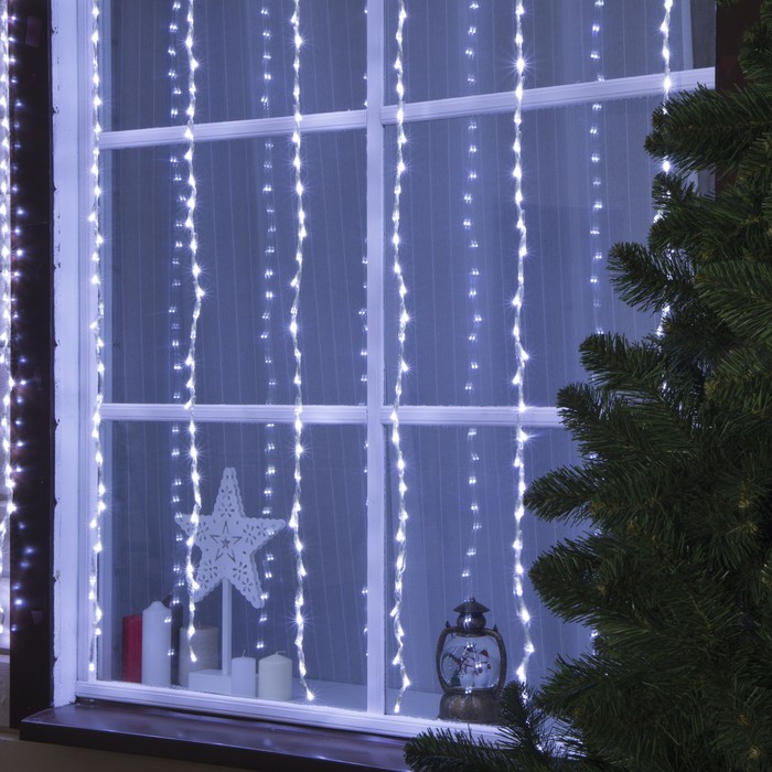 

Гирлянда "Водопад" 2 х 1.5 м , IP44, прозрачная нить, 400 LED