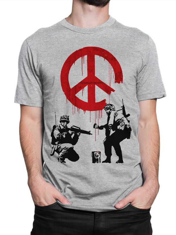 

Футболка мужская Dream Shirts Бэнкси - Война и Мир серая M, Серый, Бэнкси - Война и Мир