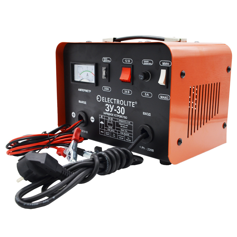 Автомобильное зарядное устройство для АКБ ELECTROLITE ЗУ-30 ( 20 А, 12/24 В, 80-250 Ач )