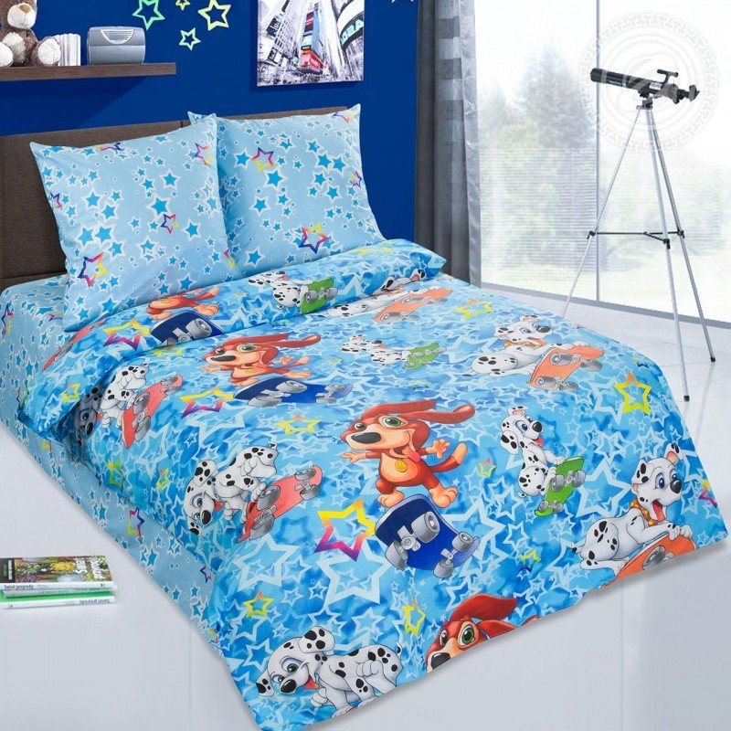 фото Комплект детского постельного белья артпостелька 1,5 сп. поплин скейтборд цв.синий