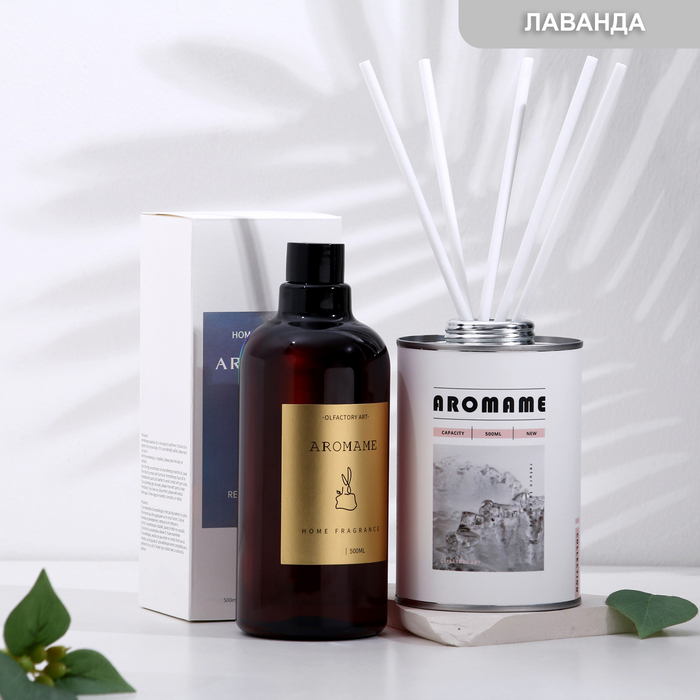 

Набор диффузор ароматический "Aromame", французская лаванда, 500 мл, круглая банка