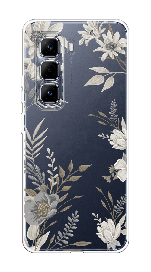 

Чехол на Infinix Hot 50 Pro Plus "Цветы сепия", Серый;прозрачный;зеленый;белый, 3107050-1