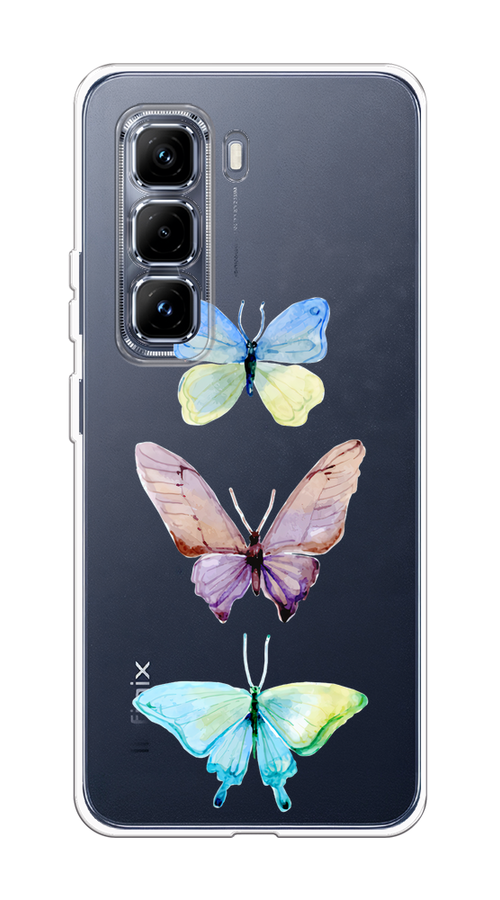 

Чехол на Infinix Hot 50 Pro Plus "Акварельные бабочки", Бирюзовый;розовый, 3107050-1