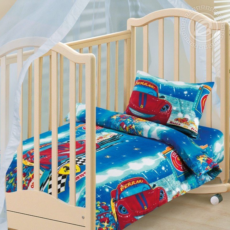фото Комплект детского постельного белья артпостелька ясельное бязь ралли цв.синий