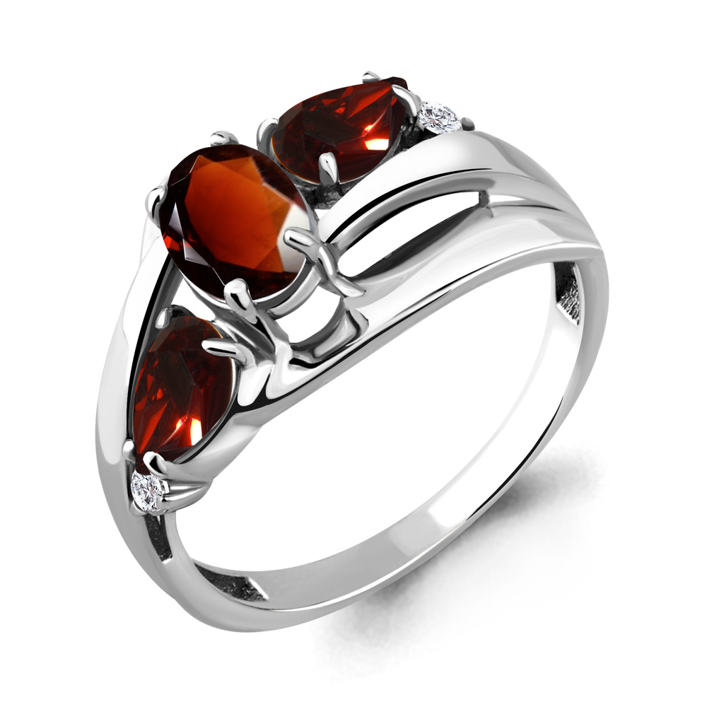 

Кольцо из серебра с гранатом р. , Aquamarine 6906803А_925_р, 6906803А_925_р