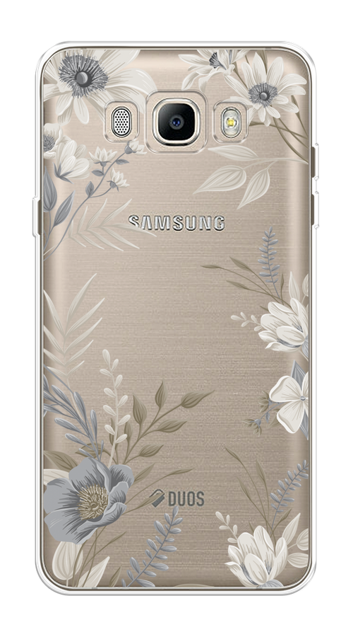 

Чехол на Samsung Galaxy J5 2016 "Цветы сепия", Серый;прозрачный;зеленый;белый, 22750-1
