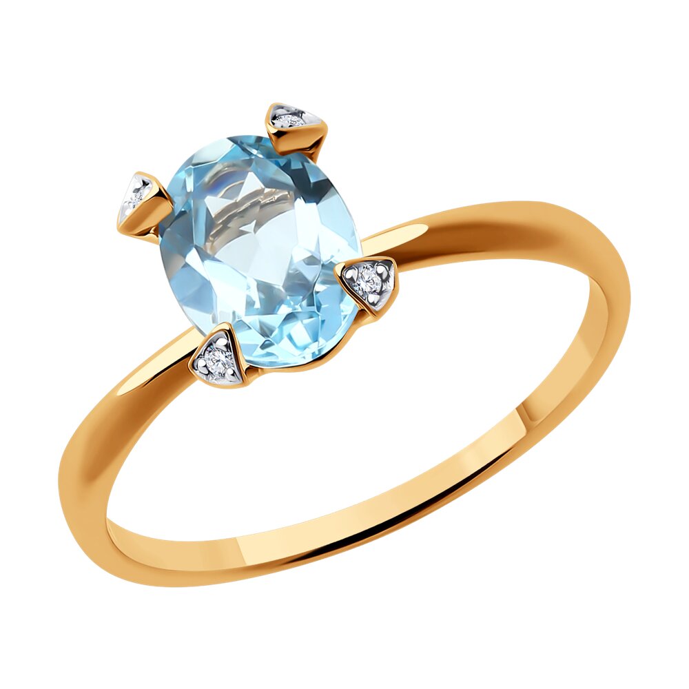 

Кольцо из красного золота р.  Diamant 51-310-01968-1, фианит/топаз, 51-310-01968-1
