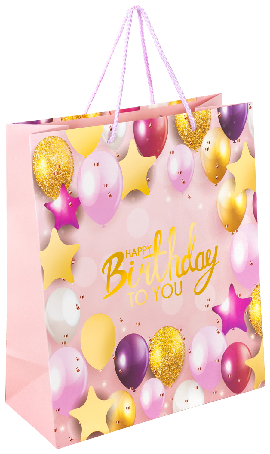 

Подарочный пакет Золотая сказка Happy Birthday 608238, Розовый, 461-150