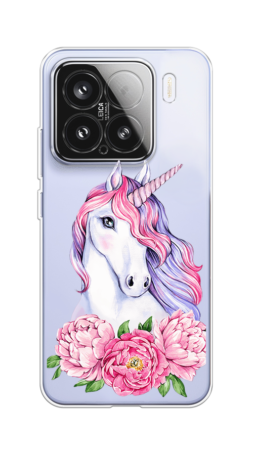 

Чехол на Xiaomi 15 "Единорог с пионами", Розовый;белый;зеленый, 323650-1