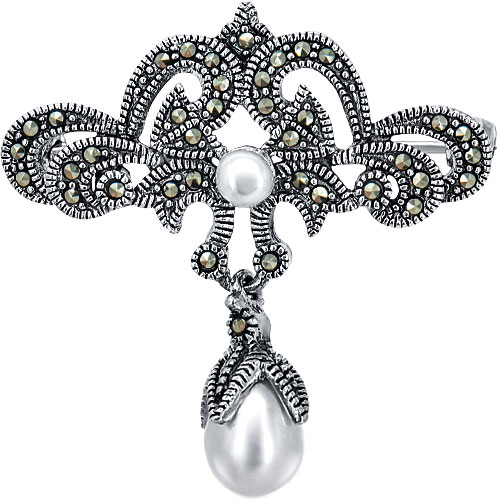 

Брошь из серебра с жемчугом/марказитом Silver Wings 080006-267-39, 080006-267-39