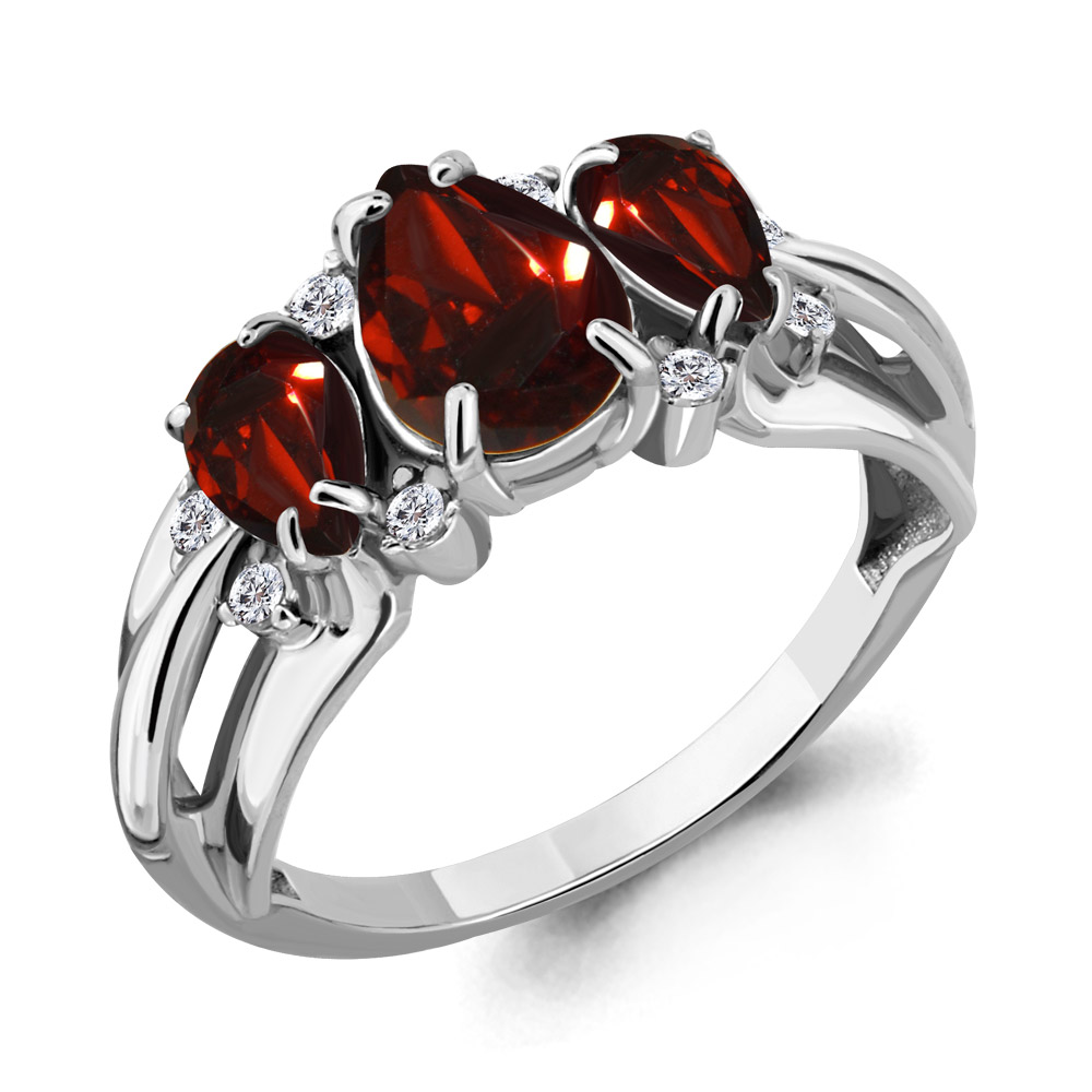 

Кольцо из серебра с гранатом р.  Aquamarine 6907103А_925_р, 6907103А_925_р