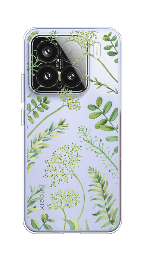 

Чехол на Xiaomi 15 "Green Leaves", Зеленый;прозрачный, 323650-1