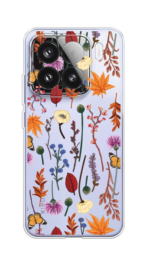 

Чехол на Xiaomi 15 "Orange Purple flowers", Оранжевый;красный;розовый;желтый;прозрачный, 323650-1