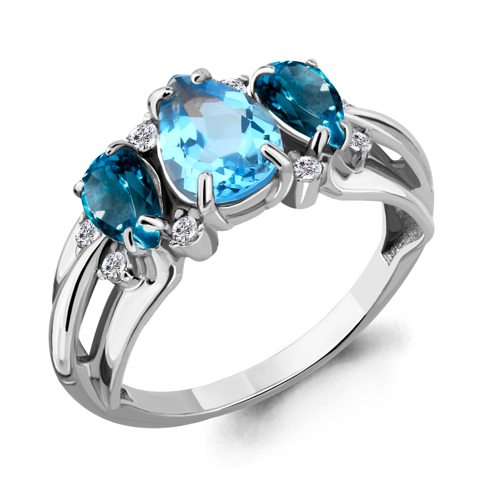 

Кольцо из серебра с топазом р.  Aquamarine 69071600А_925_р, 69071600А_925_р