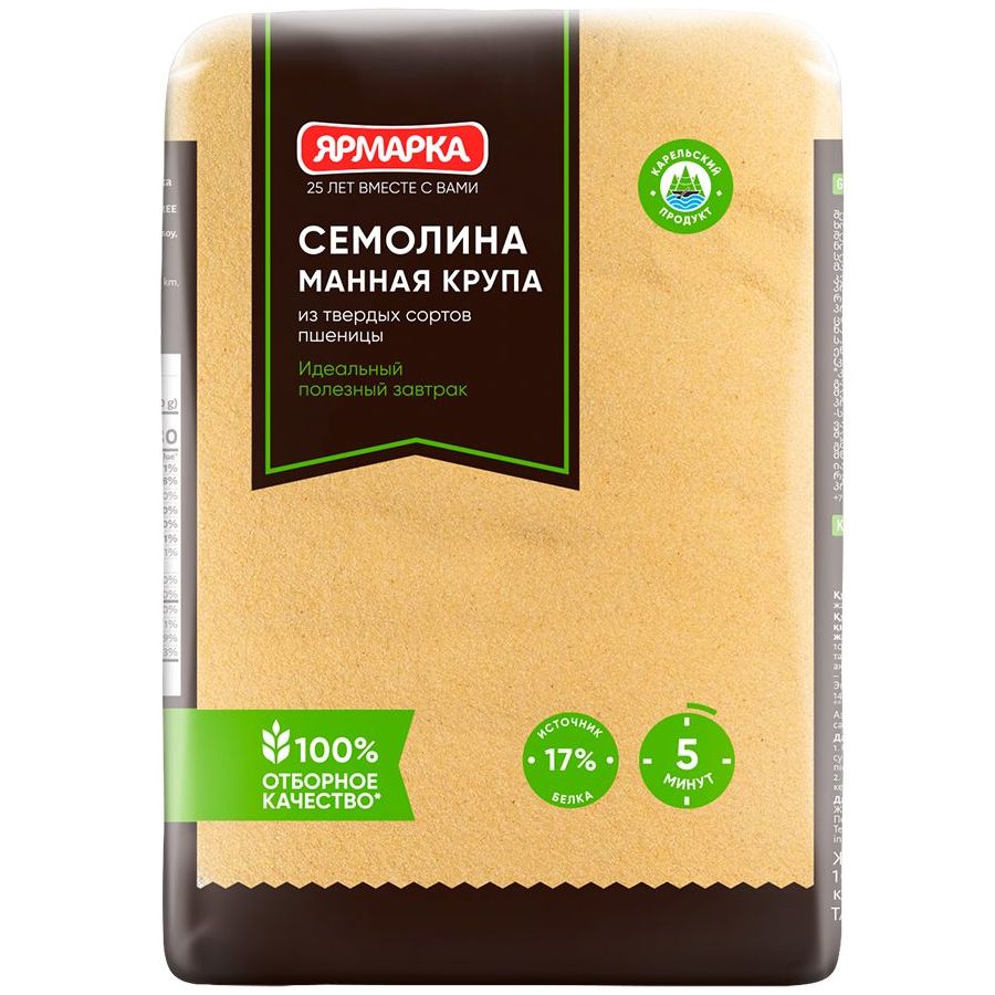 

Манная крупа Ярмарка "Семолина", из твердых сортов пшеницы, 600 г