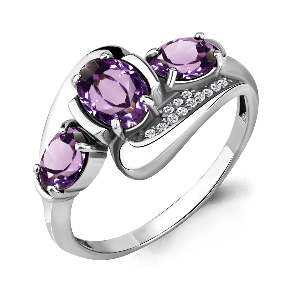 

Кольцо из серебра с аметистом р. 17 Aquamarine 6907204А_925_р, 6907204А_925_р