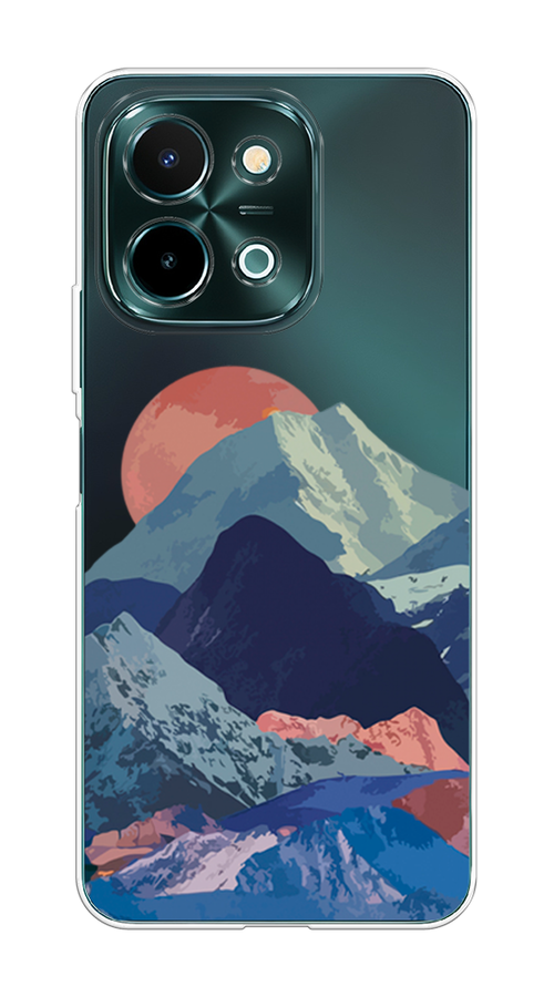 

Чехол на Vivo Y28 4G "Закат в снежных горах", Бордовый;серый;голубой, 2611650-1