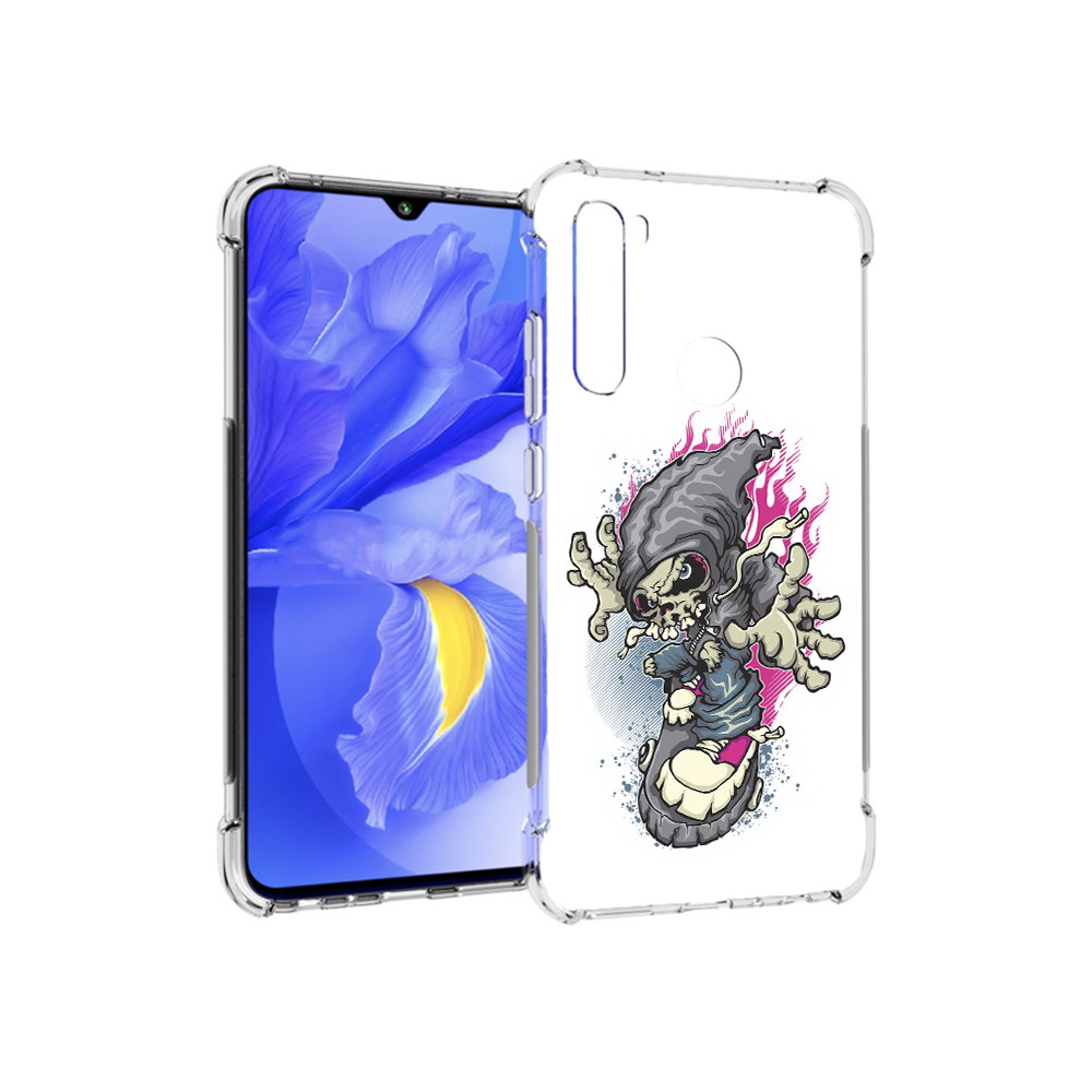Чехол MyPads Tocco для Xiaomi Redmi Note 8T нарисованный скелет на скейт борде