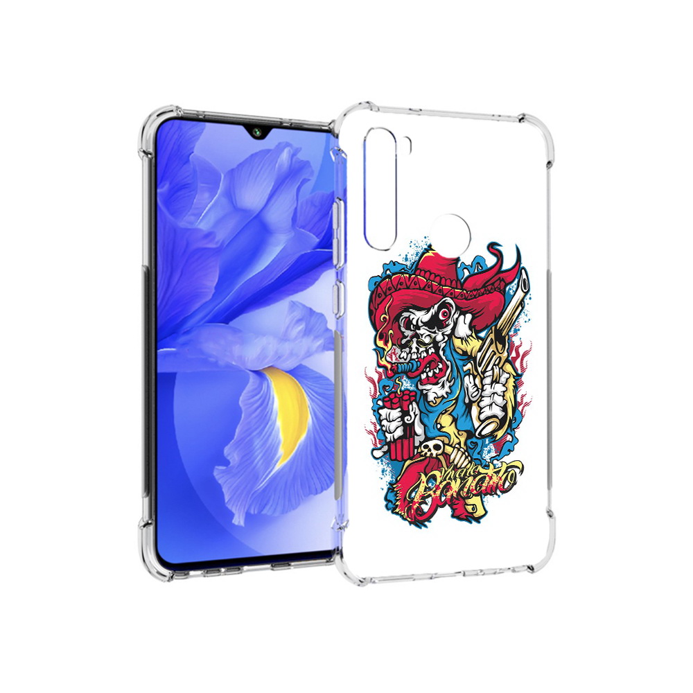 

Чехол MyPads Tocco для Xiaomi Redmi Note 8T нарисованный скелет с писталетом, Прозрачный, Tocco