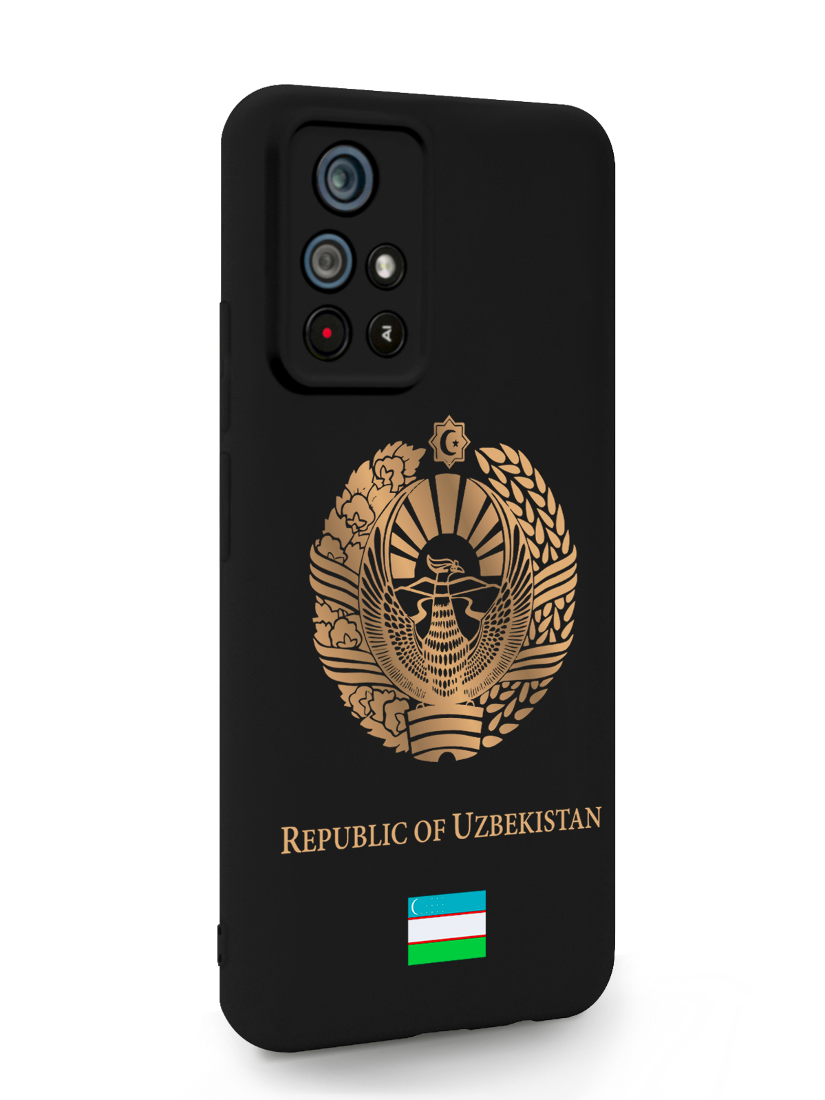 фото Чехол signumcase для poco m4 pro золотой герб узбекистана черный