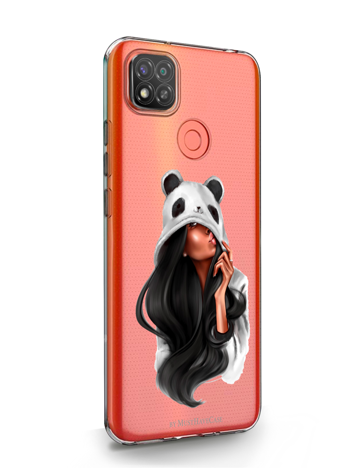 фото Чехол musthavecase для xiaomi redmi 9c panda girl/ панда прозрачный