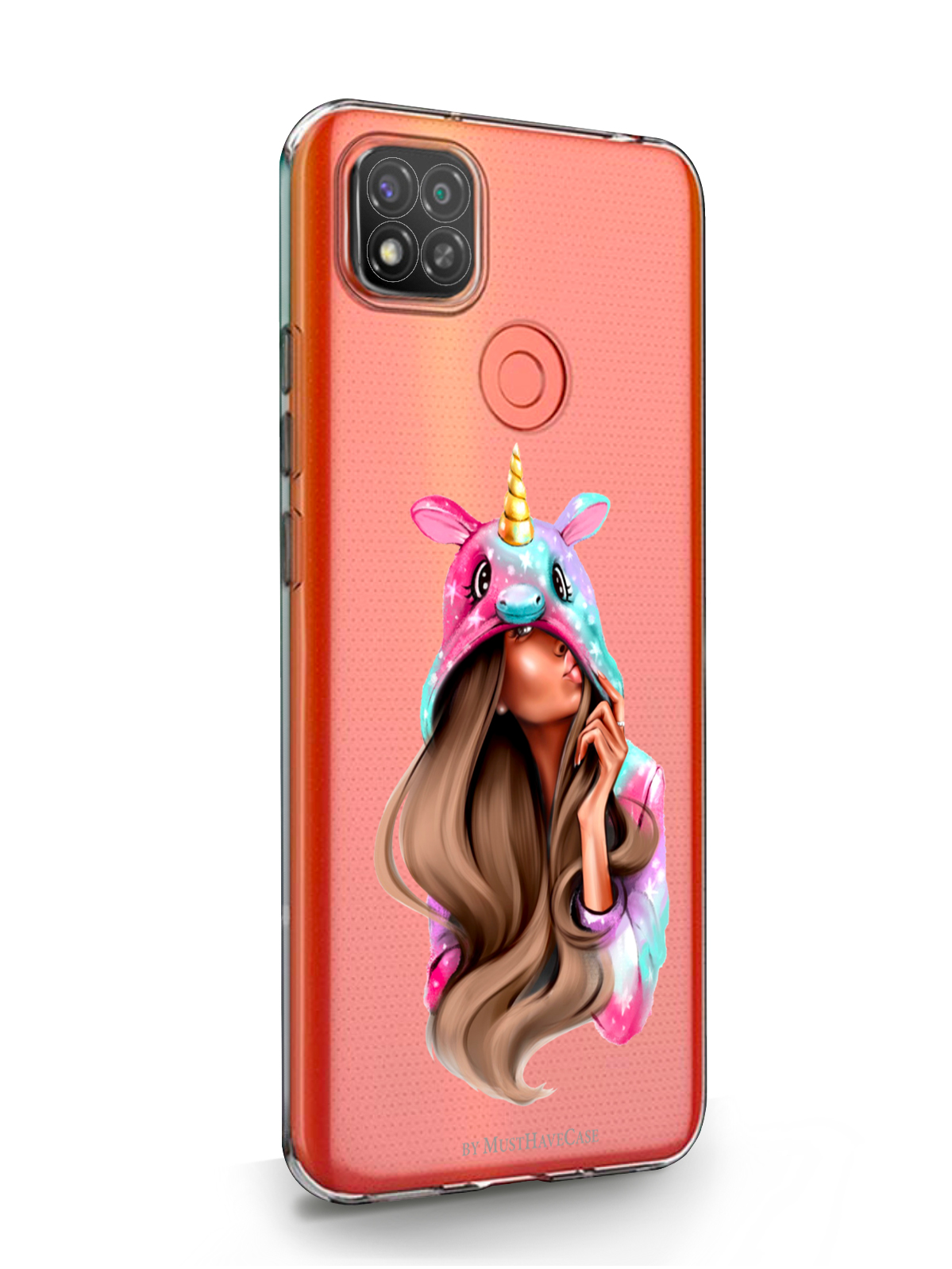 фото Чехол musthavecase для xiaomi redmi 9c unicorn girl прозрачный