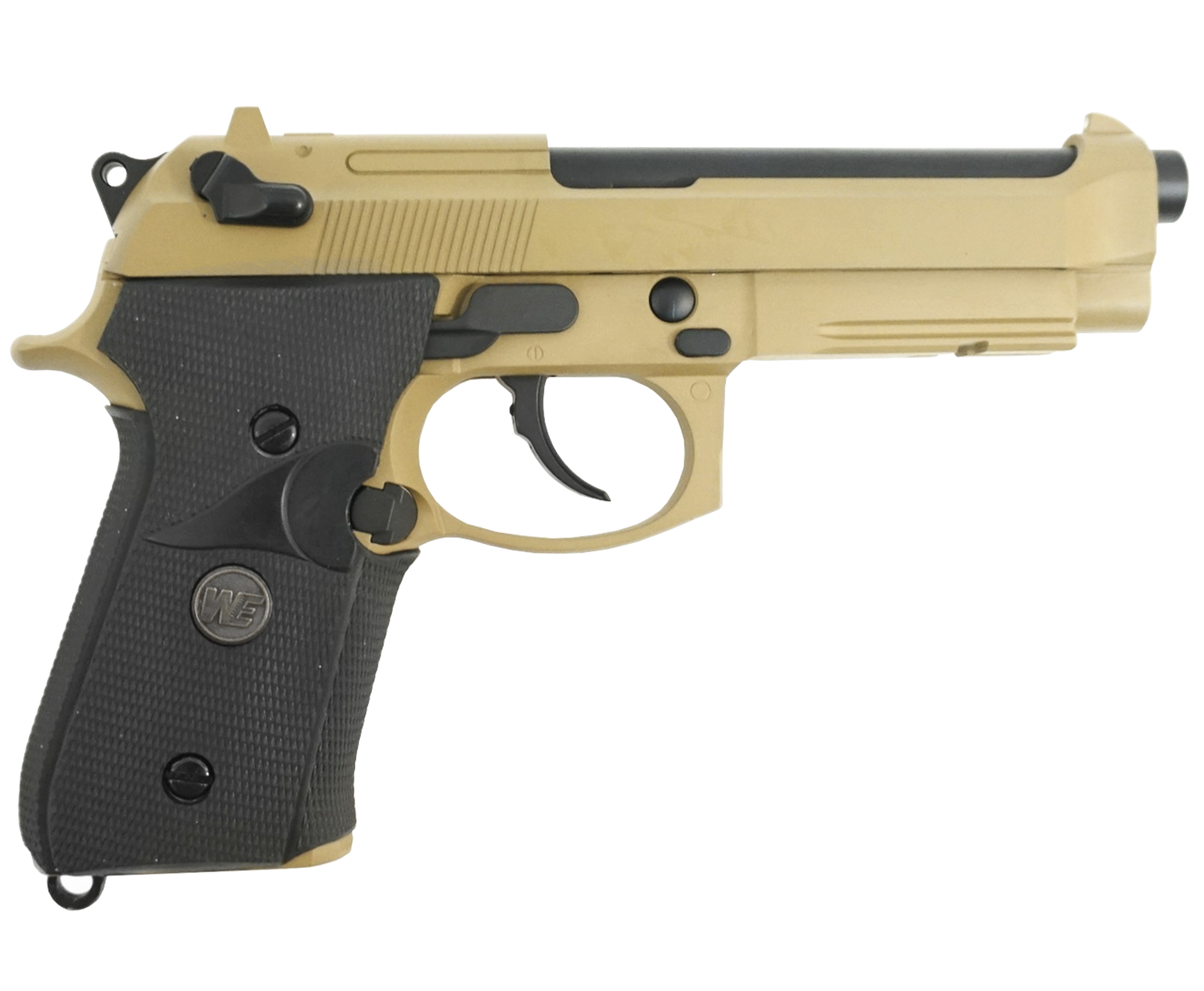 

Страйкбольный пистолет WE Beretta M9A1 6 мм, GBB, Gas, Tan, Коричневый;черный, Beretta M9A1