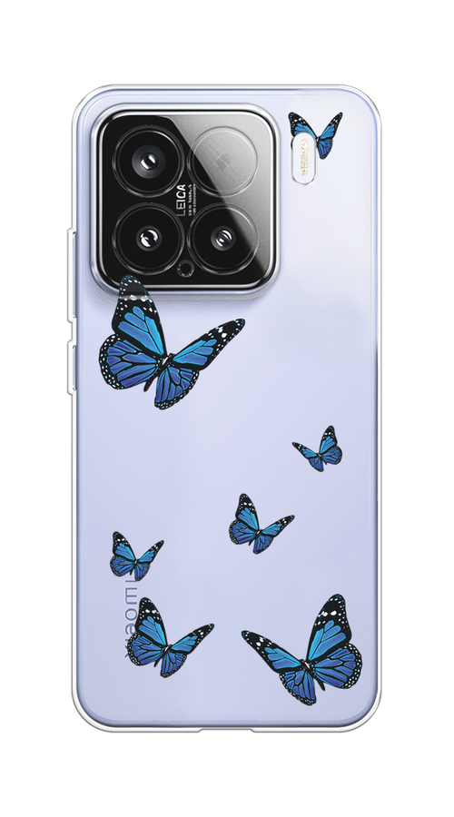 

Чехол на Xiaomi 15 "Blue butterflies", Синий;черный, 323650-1