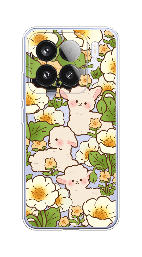 

Чехол на Xiaomi 15 "Овечки в цветах", Зеленый;бежевый, 323650-1