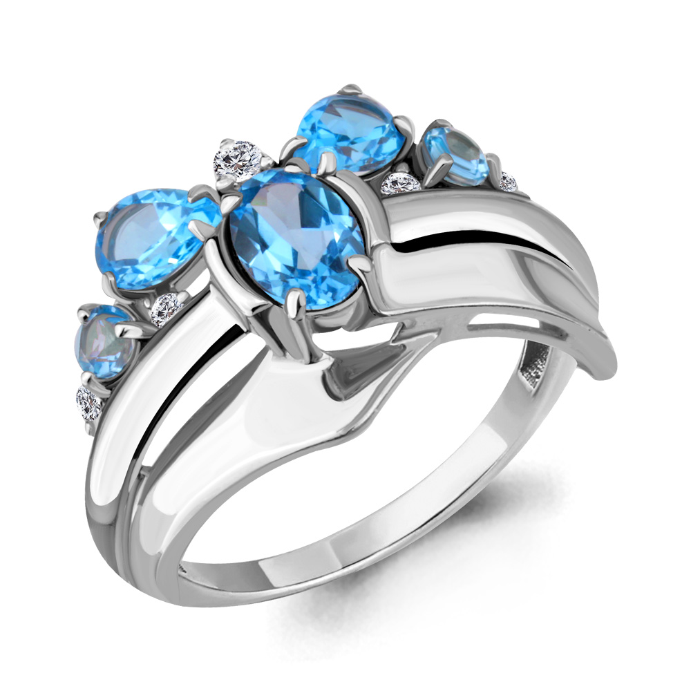 

Кольцо из серебра с топазом р. 17 Aquamarine 6907405_925_р, 6907405_925_р