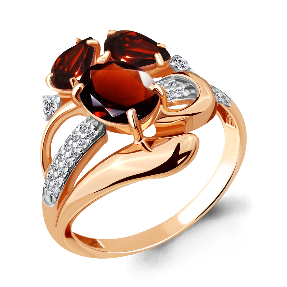 

Кольцо из серебра с гранатом р. 17 Aquamarine 6907603А_925_з, 6907603А_925_з