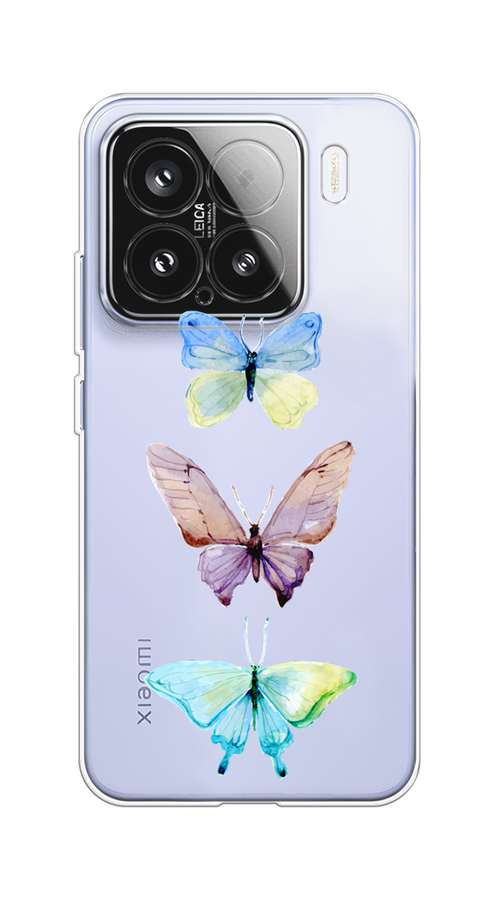 

Чехол на Xiaomi 15 "Акварельные бабочки", Бирюзовый;розовый, 323650-1