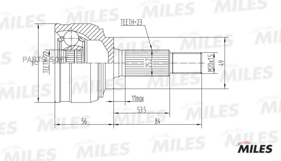

MILES GA20308 ШРУС NISSAN MICRA 1.5 03- нар.